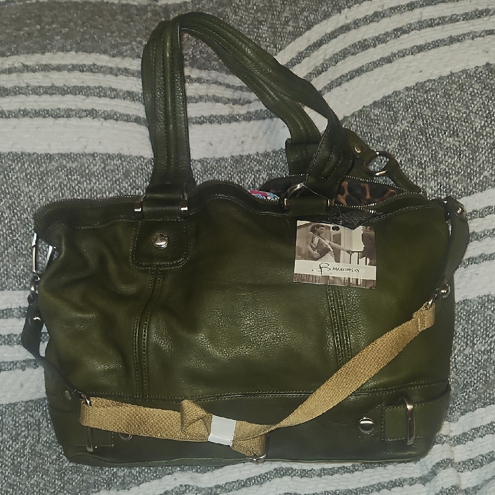 B. Makowsky Olive Green Shoulder Bag